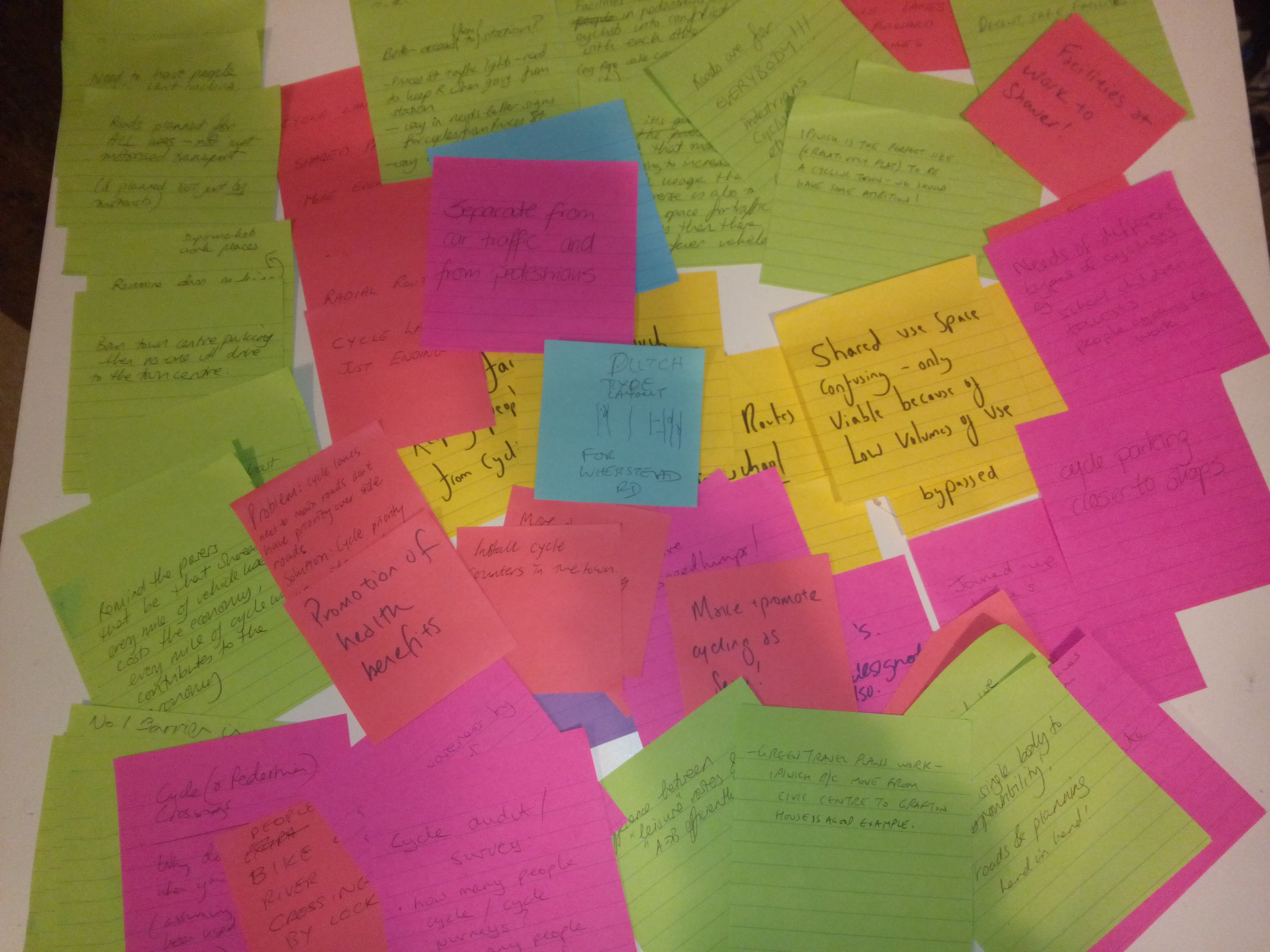 Post-its from the public meeting